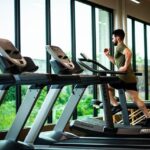 Man running on treadmill in a gym